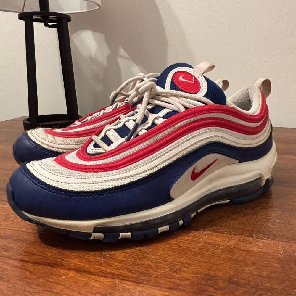 Nike Youth 7Y Air Max 97 Red and Navy Sneakers